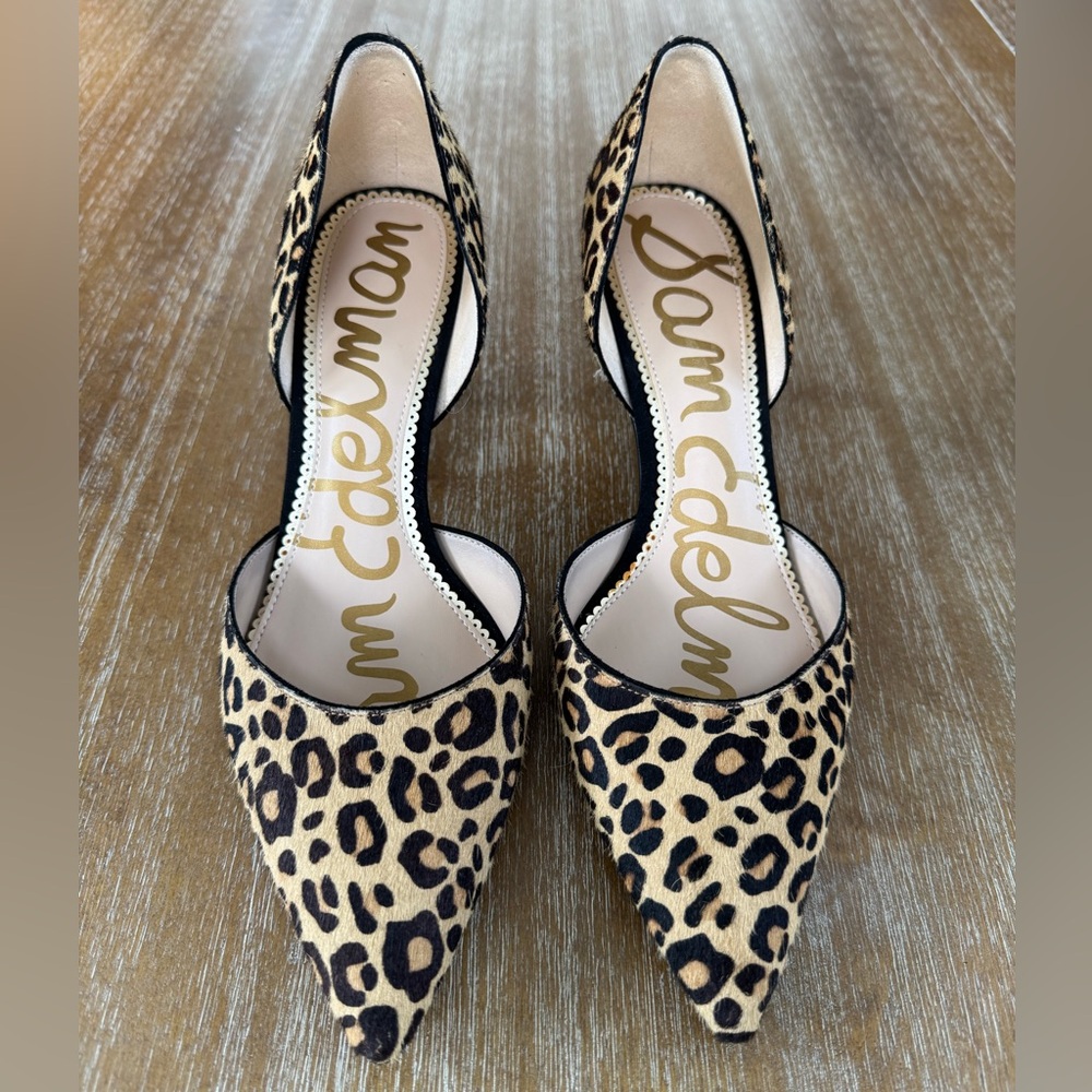Sam Edelman Jaina d'Orsay Pumps Leopard Calf Hair - Picture 2 of 8